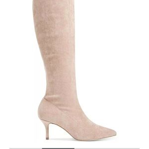 Charles David Knee Height Suede Slim Taupe Boots in size 8.5